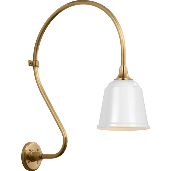 Visual Comfort Signature Academy Outdoor Larrabee Small Rockhouse Shade Wall Light in Hand-Rubbed Antique Brass / White (view 2)