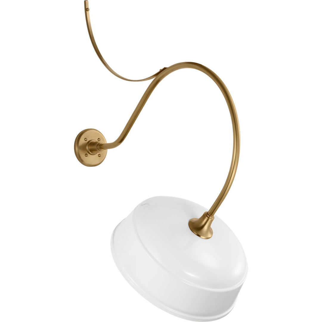 Visual Comfort Signature Academy Outdoor Anchored Larrabee Rockhouse Shade Wall Light in Hand-Rubbed Antique Brass / White (view 2)