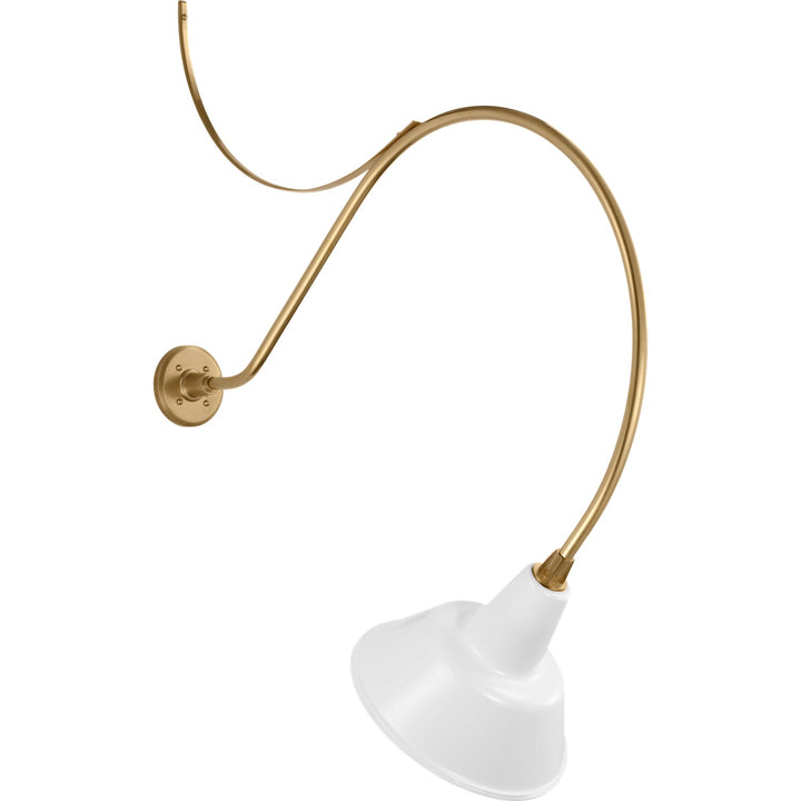 Visual Comfort Signature Academy Outdoor Anchored Larrabee 36in Bowers Wall Light in Hand-Rubbed Antique Brass / White