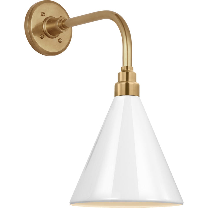 Visual Comfort Signature Academy Outdoor Rex Barn Savannah Conical Wall Light in Hand-Rubbed Antique Brass
