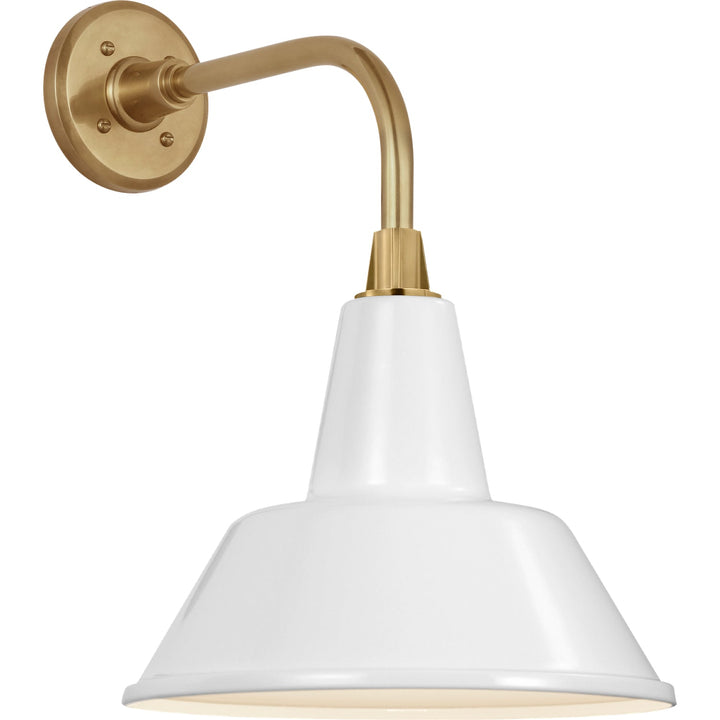 Visual Comfort Signature Academy Outdoor Rex Barn Bowers Shade Wall Light in Hand-Rubbed Antique Brass