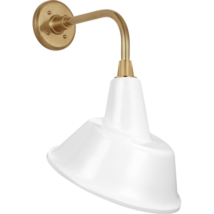 Visual Comfort Signature Academy Outdoor Rex Barn Tilt Bowers Shade Wall Light in Hand-Rubbed Antique Brass