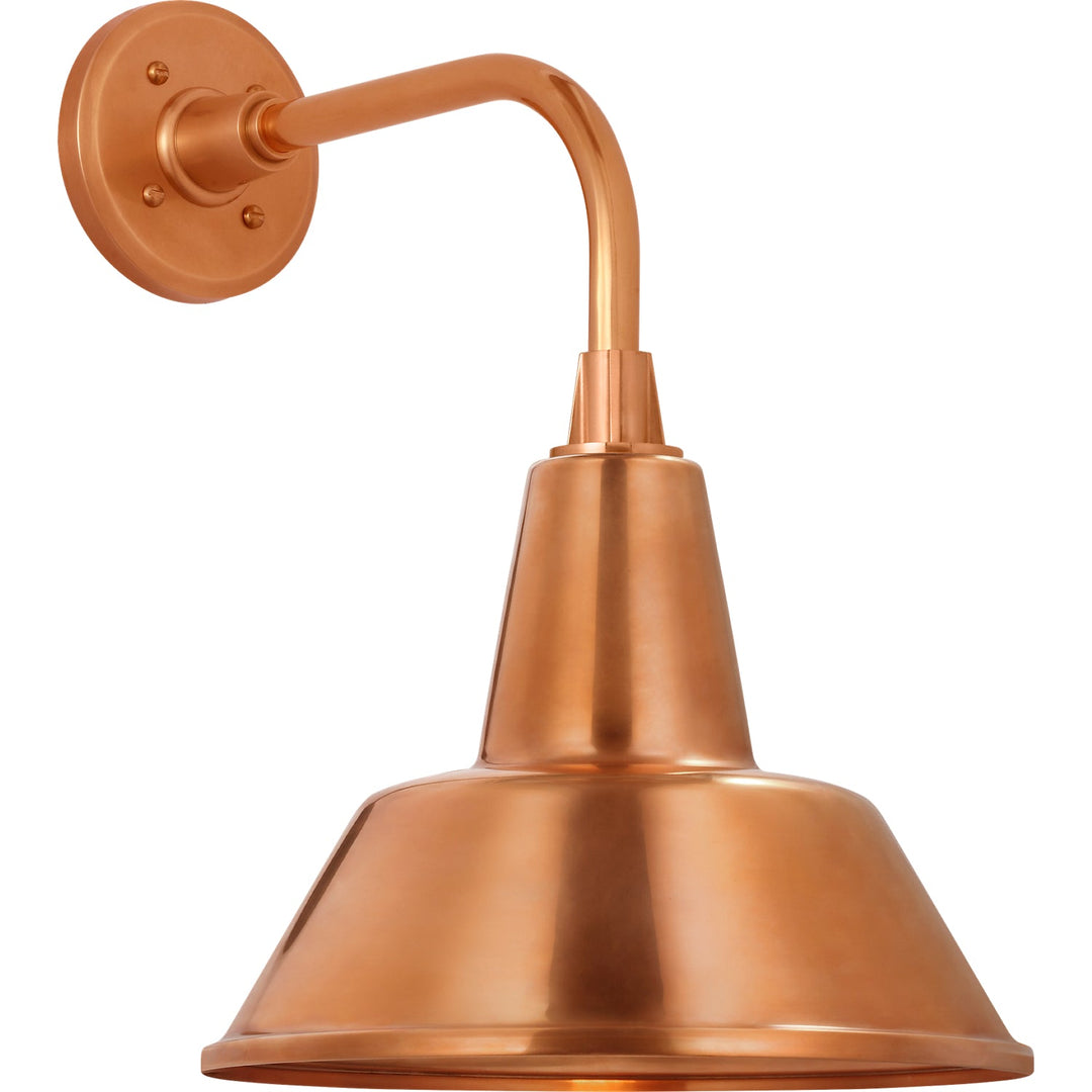Visual Comfort Signature Academy Outdoor Rex Barn Bowers Shade Wall Light in Soft Copper