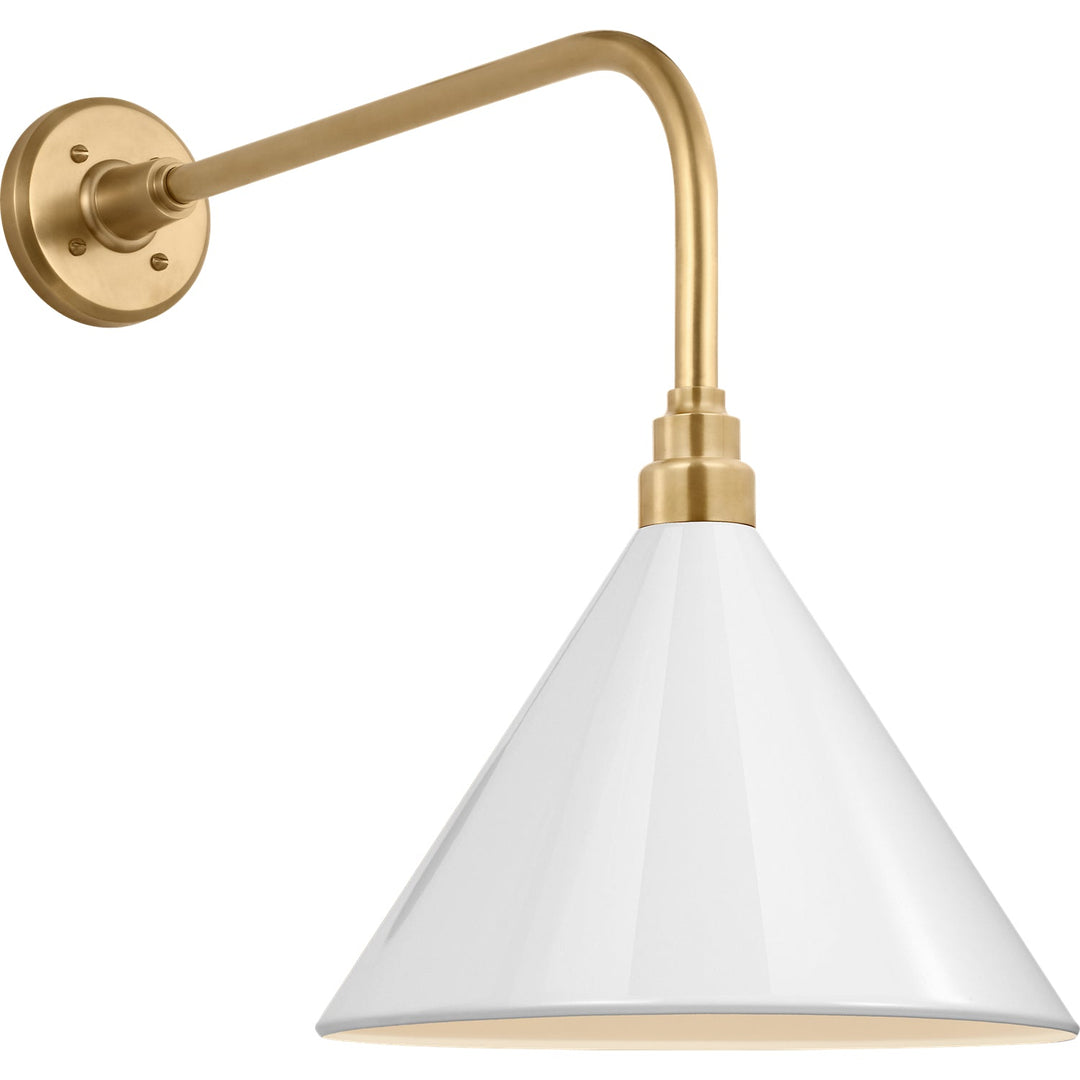 Visual Comfort Signature Academy Outdoor Rex Savannah Conical Wall Light in Hand-Rubbed Antique Brass / White (view 2)