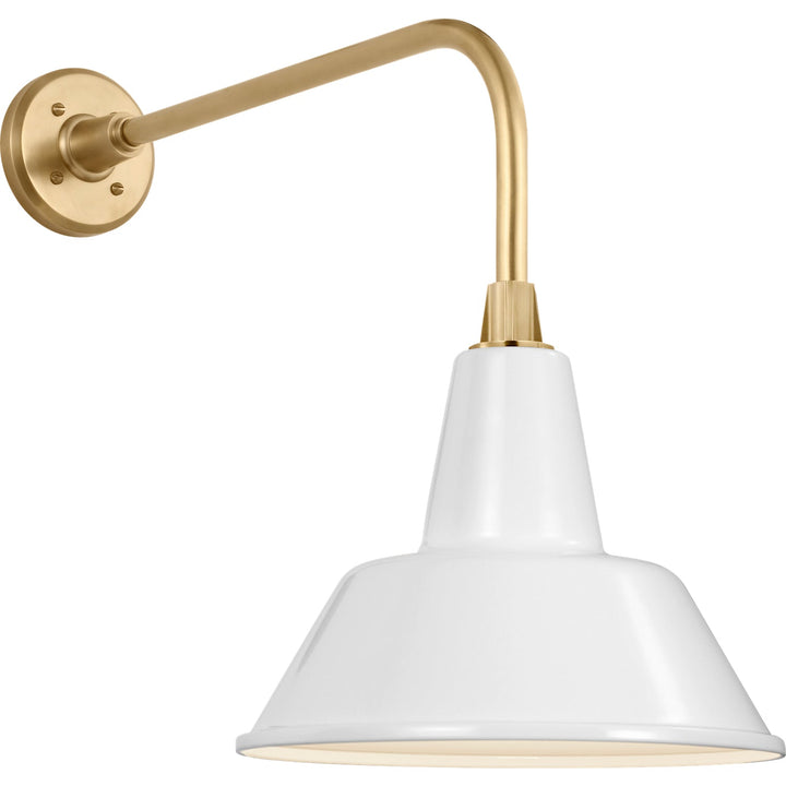 Visual Comfort Signature Academy Outdoor Rex Bowers Shade Wall Light in Hand-Rubbed Antique Brass / White
