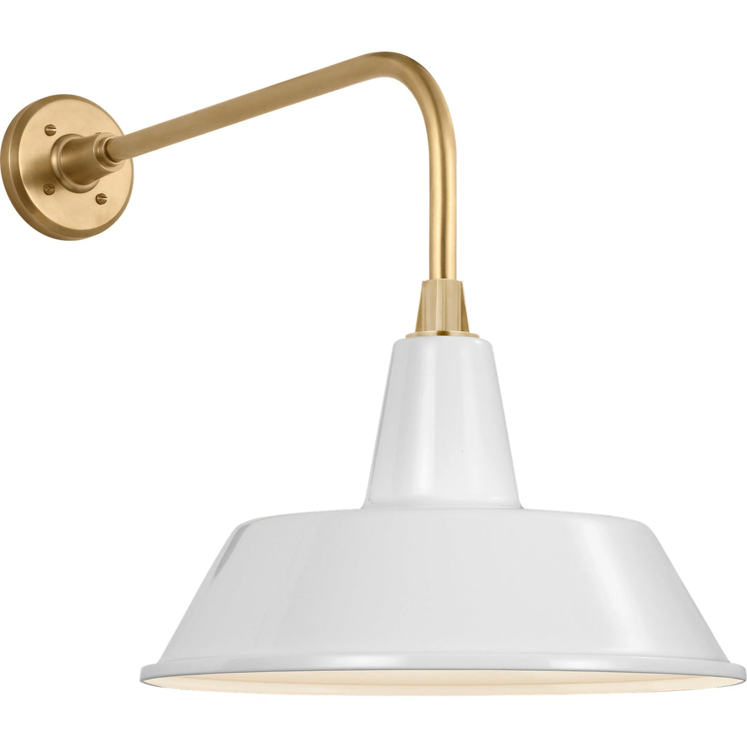 Visual Comfort Signature Academy Outdoor Rex Bowers Shade Wall Light in Hand-Rubbed Antique Brass / White (view 2)