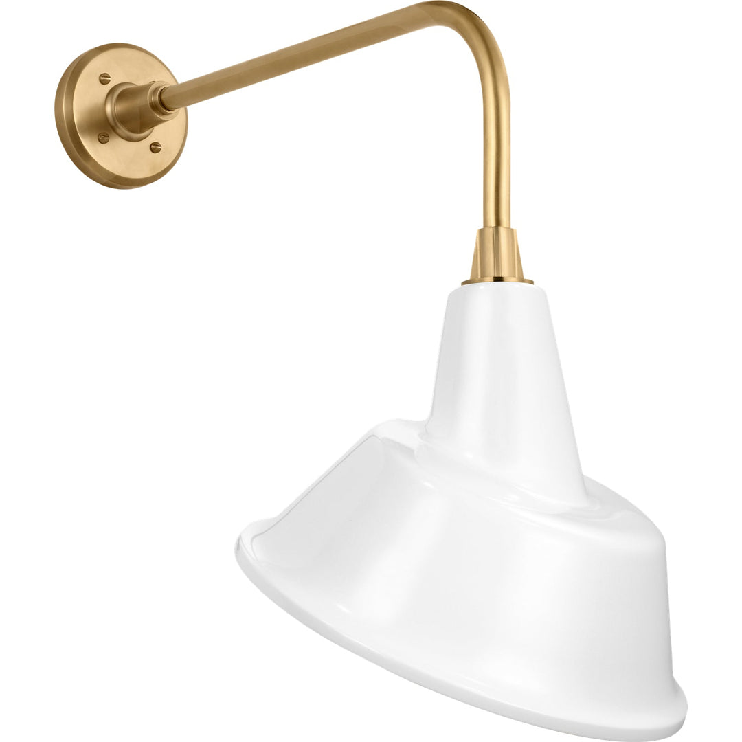 Visual Comfort Signature Academy Outdoor Rex Tilted Bowers Shade Wall Light in Hand-Rubbed Antique Brass / White