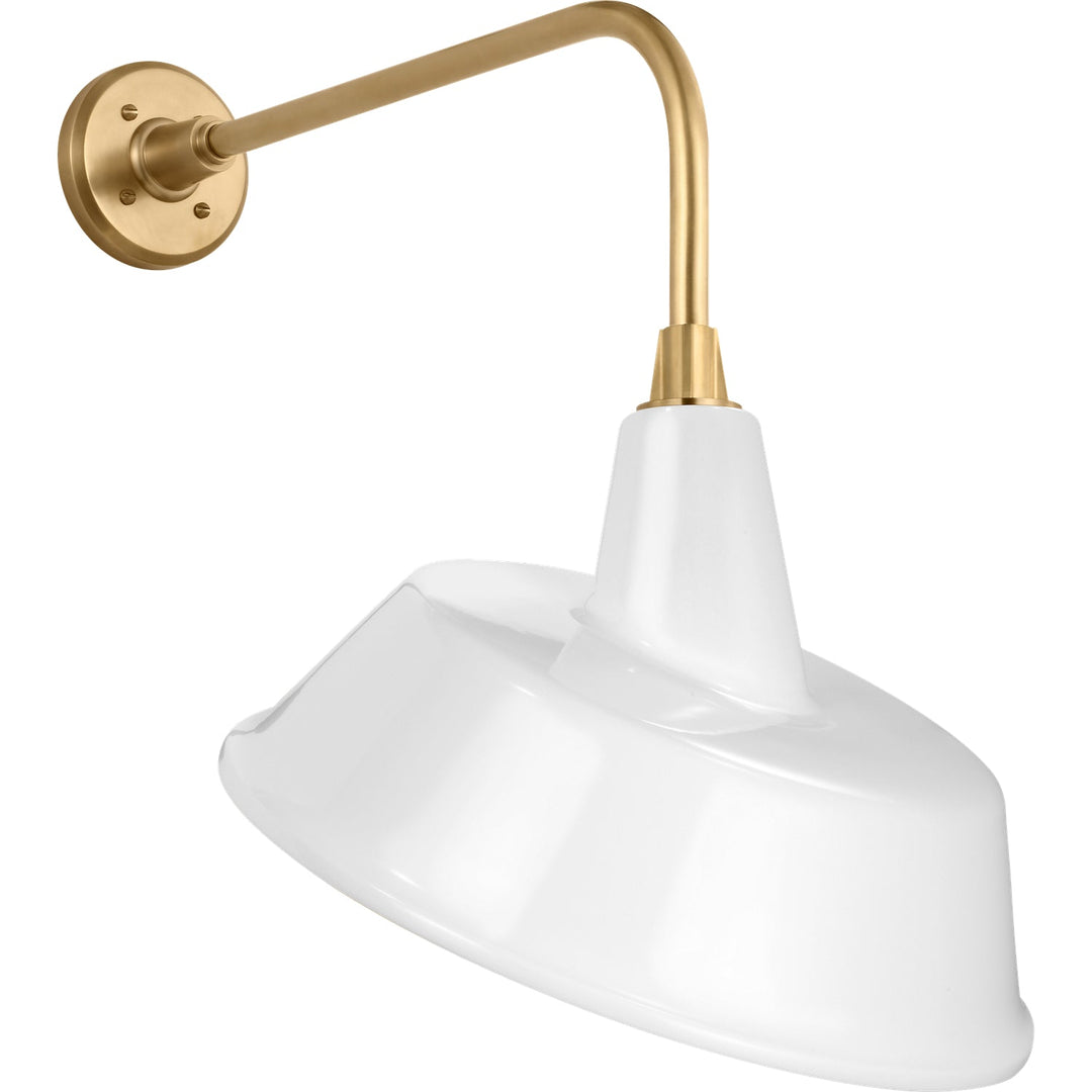 Visual Comfort Signature Academy Outdoor Rex Tilted Bowers Shade Wall Light in Hand-Rubbed Antique Brass / White (view 2)