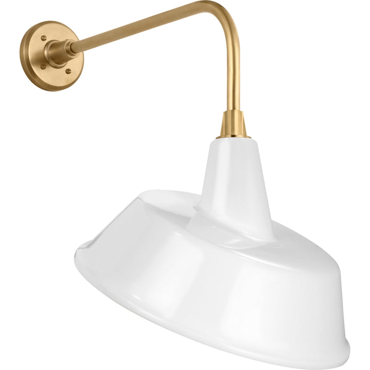 Visual Comfort Signature Academy Outdoor Rex Tilted Bowers Shade Wall Light in Hand-Rubbed Antique Brass / White (view 2)