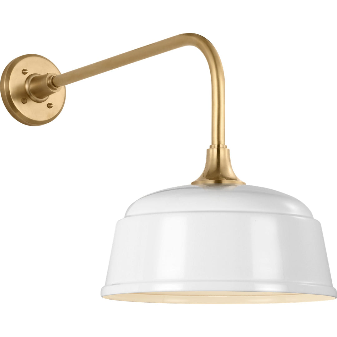 Visual Comfort Signature Academy Outdoor Rex Rockhouse Shade Wall Light in Hand-Rubbed Antique Brass / White