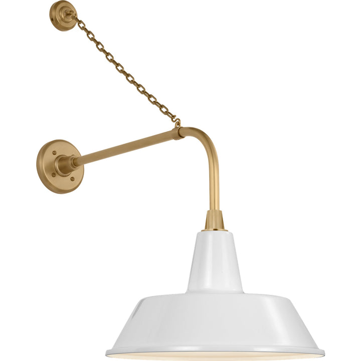 Visual Comfort Signature Academy Outdoor Anchored Rex Bowers Shade Wall Light in Hand-Rubbed Antique Brass / White (view 2)