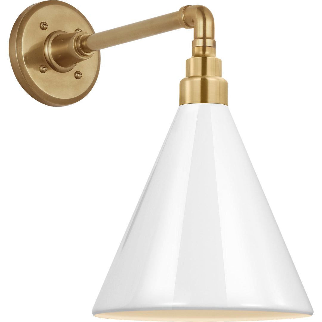 Visual Comfort Signature Academy Outdoor Mack Barn Savannah Conical Wall Light in Hand-Rubbed Antique Brass