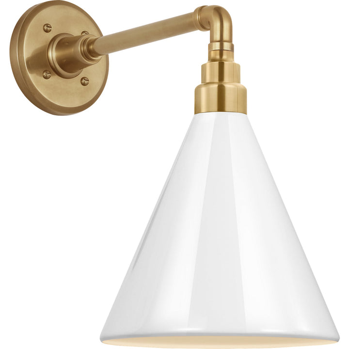Visual Comfort Signature Academy Outdoor Mack Barn Savannah Conical Wall Light in Hand-Rubbed Antique Brass
