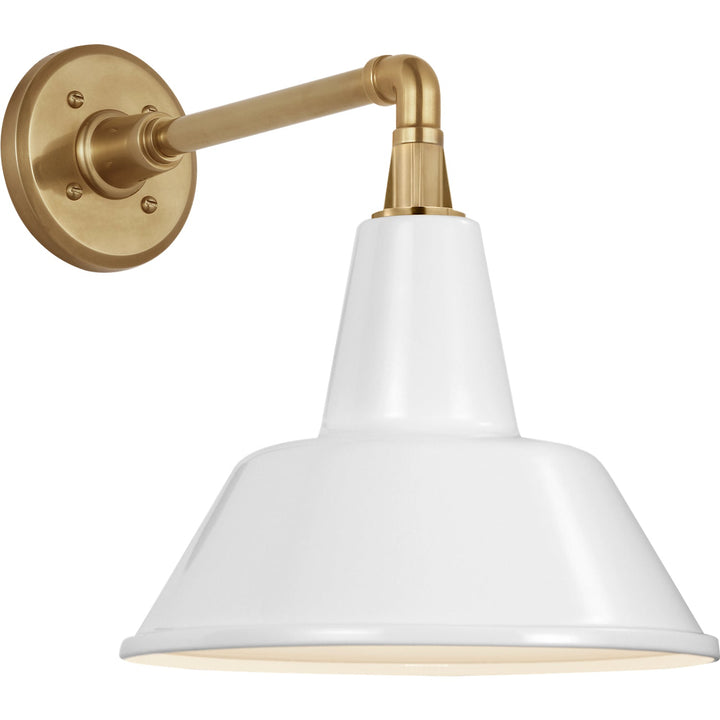 Visual Comfort Signature Academy Outdoor Mack Barn Bowers Shade Wall Light in Hand-Rubbed Antique Brass