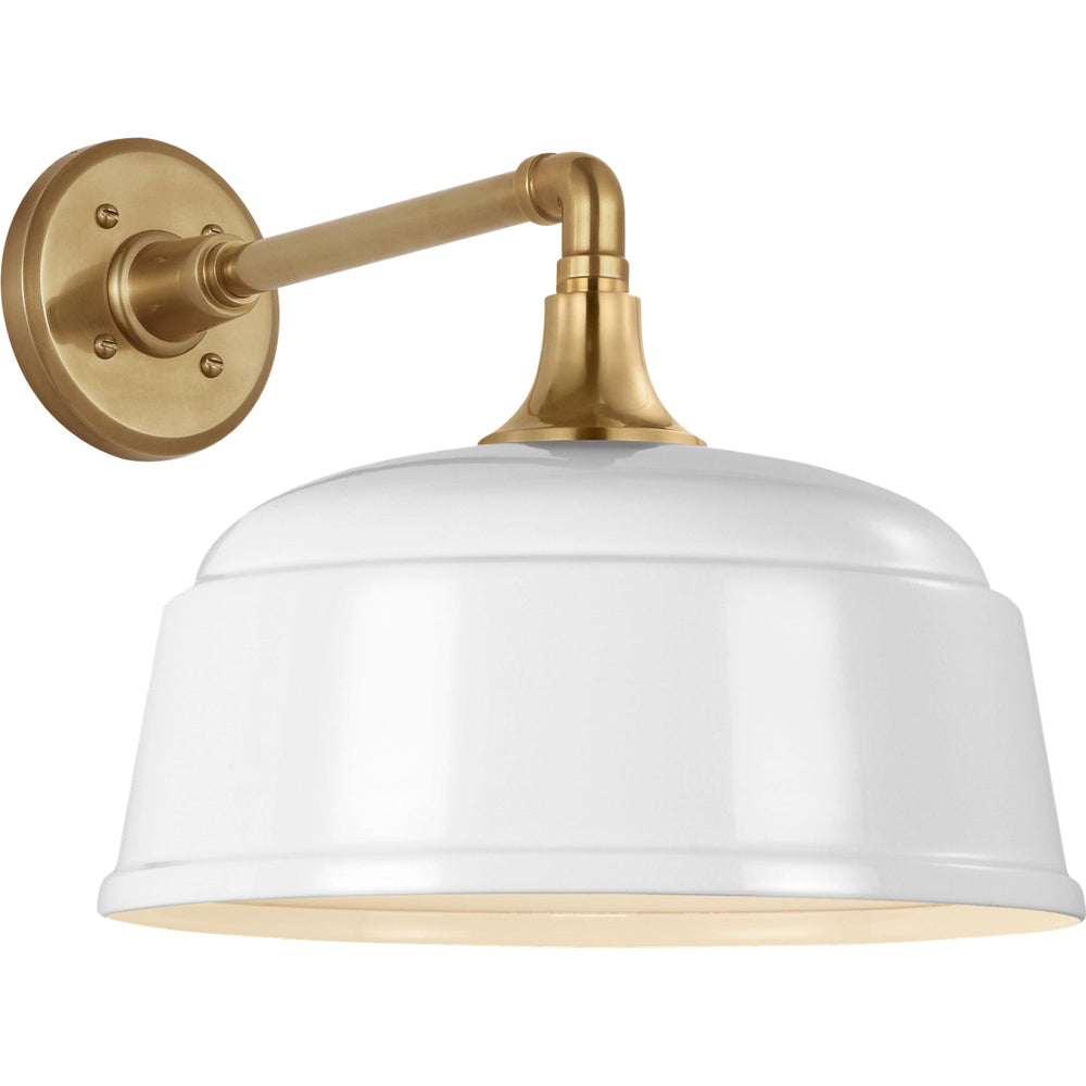 Visual Comfort Signature Academy Outdoor Mack Barn Rockhouse Shade Wall Light in Hand-Rubbed Antique Brass