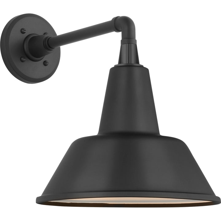 Visual Comfort Signature Academy Outdoor Mack Barn Bowers Shade Wall Light in Matte Black
