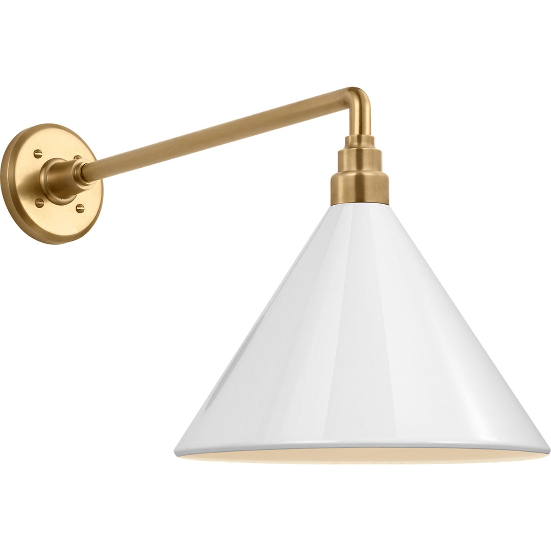 Visual Comfort Signature Academy Outdoor Mack Savannah Conical Wall Light in Hand-Rubbed Antique Brass / White (view 2)