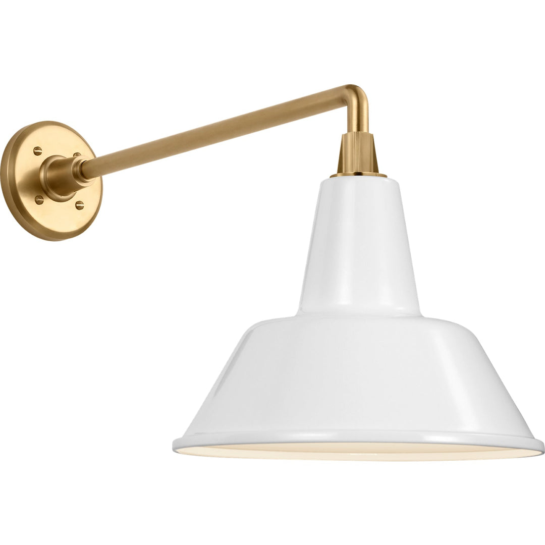 Visual Comfort Signature Academy Outdoor Mack Bowers Shade Wall Light in Hand-Rubbed Antique Brass / White