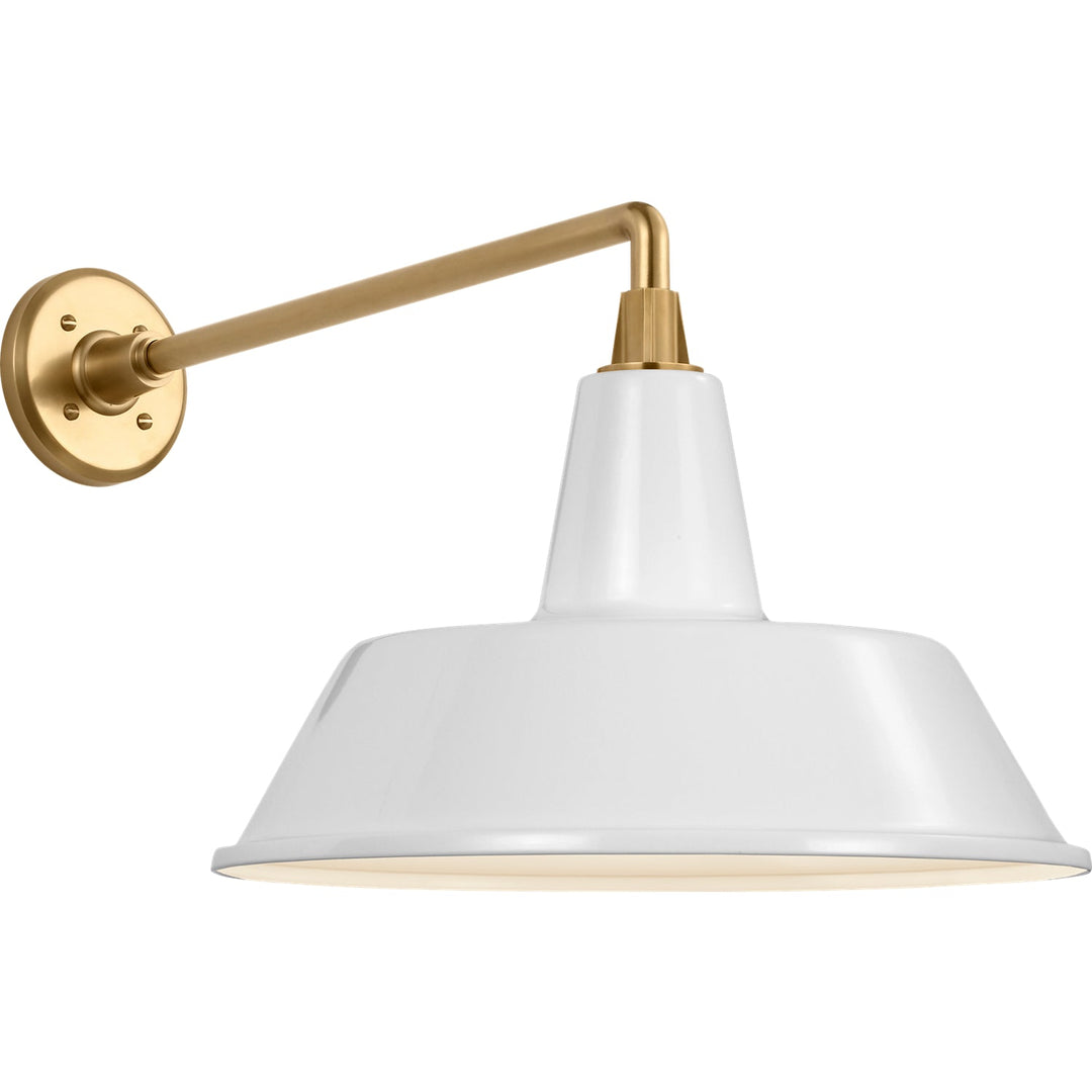 Visual Comfort Signature Academy Outdoor Mack Bowers Shade Wall Light in Hand-Rubbed Antique Brass / White (view 2)