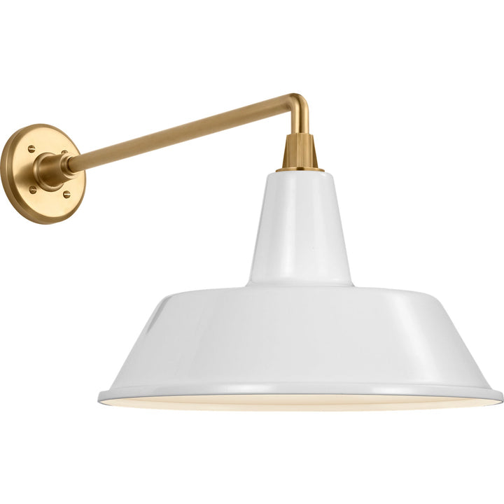 Visual Comfort Signature Academy Outdoor Mack Bowers Shade Wall Light in Hand-Rubbed Antique Brass / White (view 2)