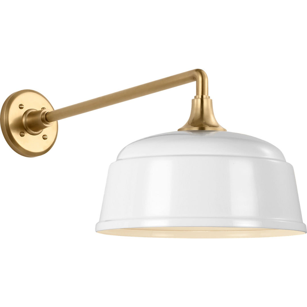 Visual Comfort Signature Academy Outdoor Mack Rockhouse Shade Wall Light in Hand-Rubbed Antique Brass / White