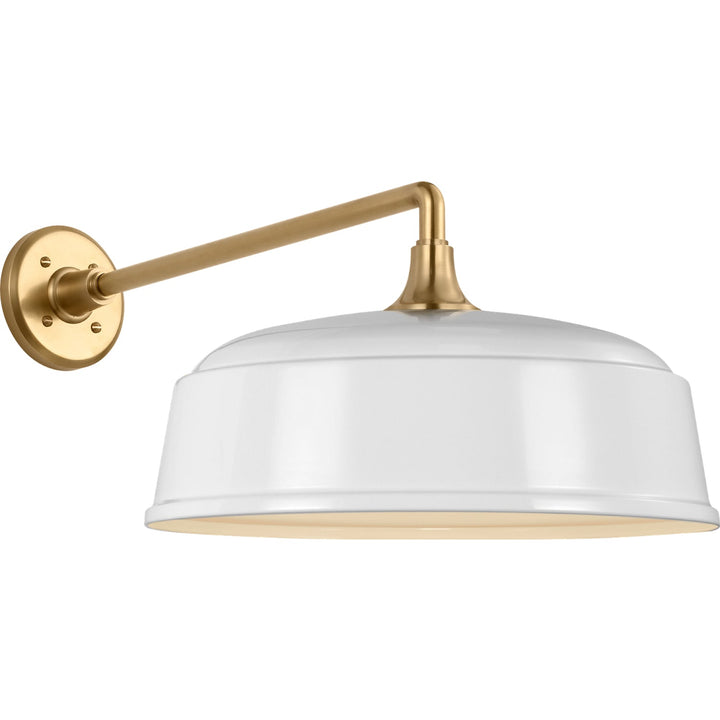 Visual Comfort Signature Academy Outdoor Mack Rockhouse Shade Wall Light in Hand-Rubbed Antique Brass / White (view 2)
