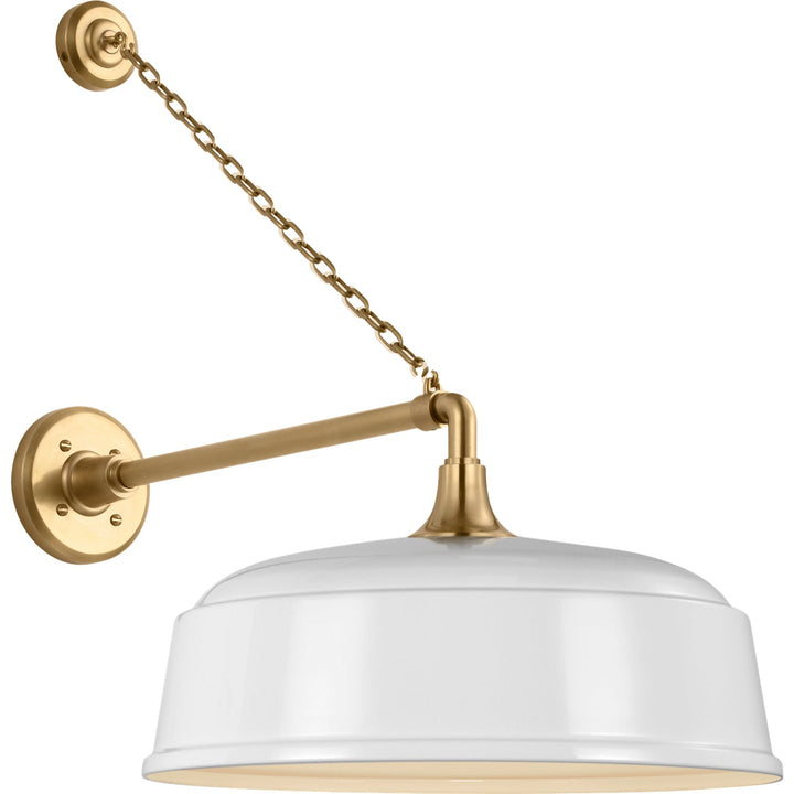 Visual Comfort Signature Academy Outdoor Anchored Mack Rockhouse Shade Wall Light in Hand-Rubbed Antique Brass / White (view 2)