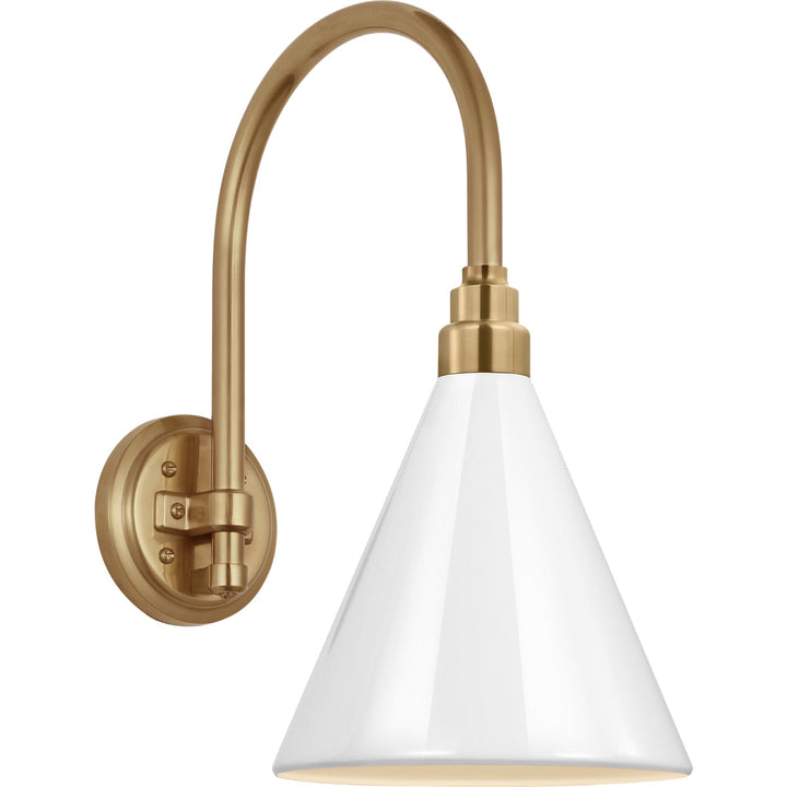 Visual Comfort Signature Academy Outdoor Arched 16in Mack Savannah Conical Wall Light in Hand-Rubbed Antique Brass