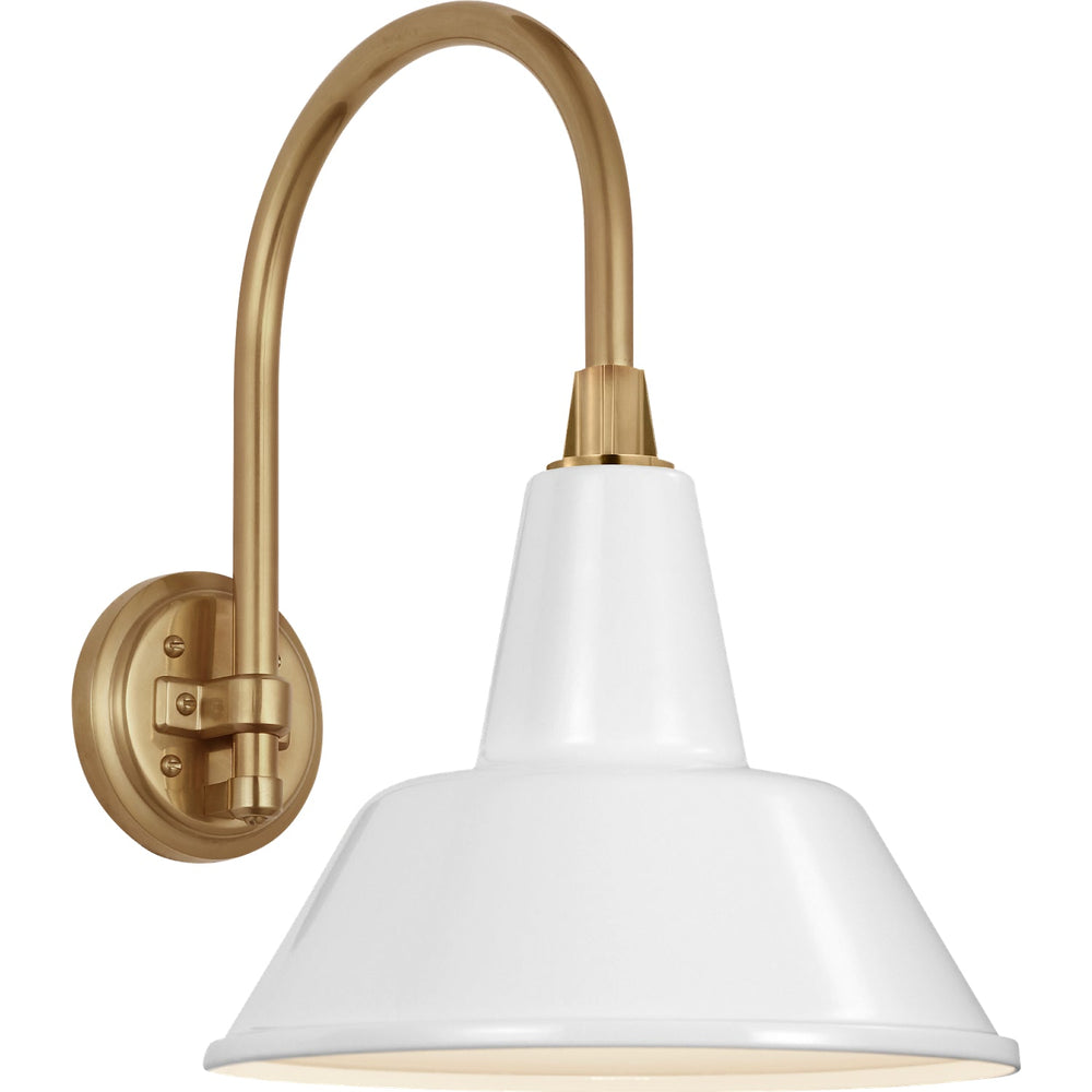 Visual Comfort Signature Academy Outdoor Arched 16in Mack Bowers Shade Wall Light in Hand-Rubbed Antique Brass