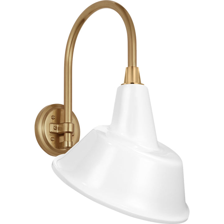Visual Comfort Signature Academy Outdoor Arched 16 Mack Tilt Bowers Shade Wall Light in Hand-Rubbed Antique Brass