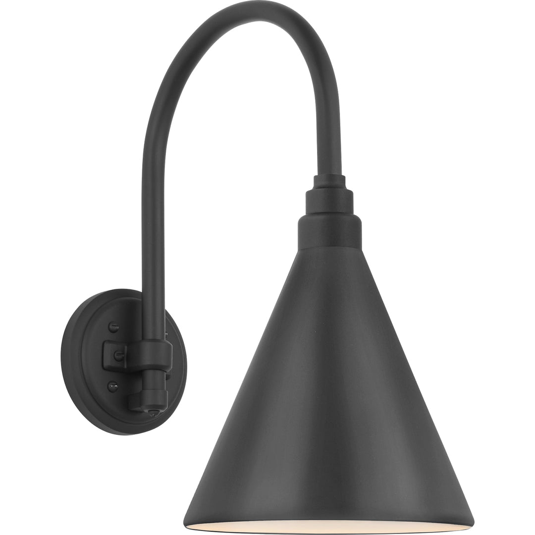 Visual Comfort Signature Academy Outdoor Arched 16in Mack Savannah Conical Wall Light in Matte Black