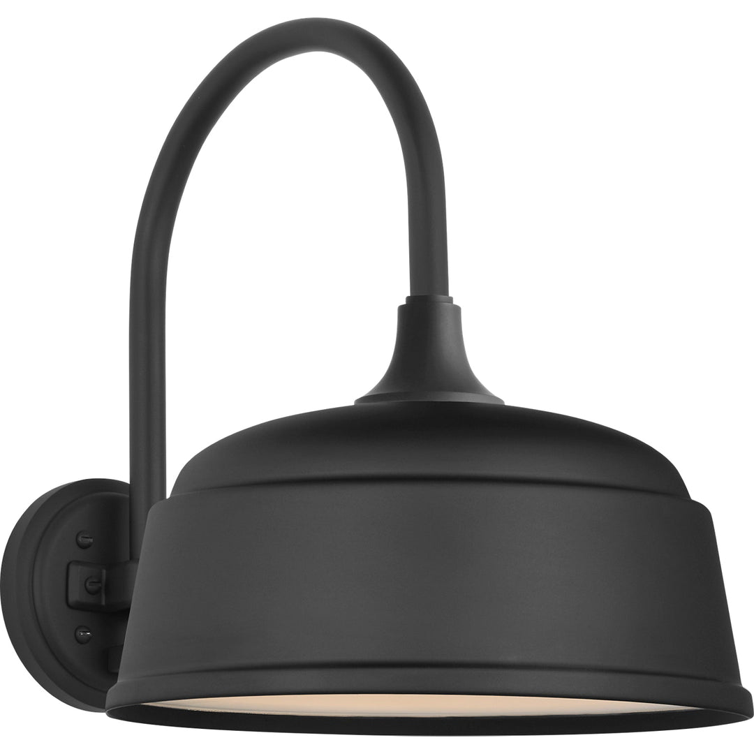 Visual Comfort Signature Academy Outdoor Arched 16in Mack Rockhouse Shade Wall Light in Matte Black