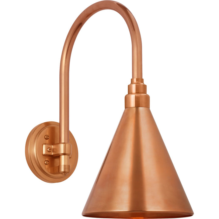 Visual Comfort Signature Academy Outdoor Arched 16in Mack Savannah Conical Wall Light in Soft Copper