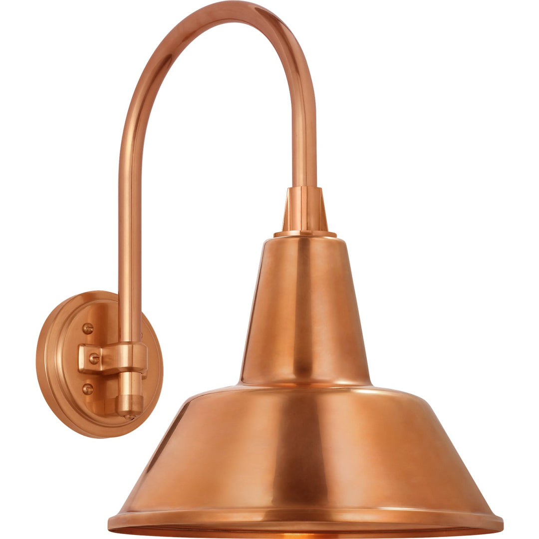 Visual Comfort Signature Academy Outdoor Arched 16in Mack Bowers Shade Wall Light in Soft Copper