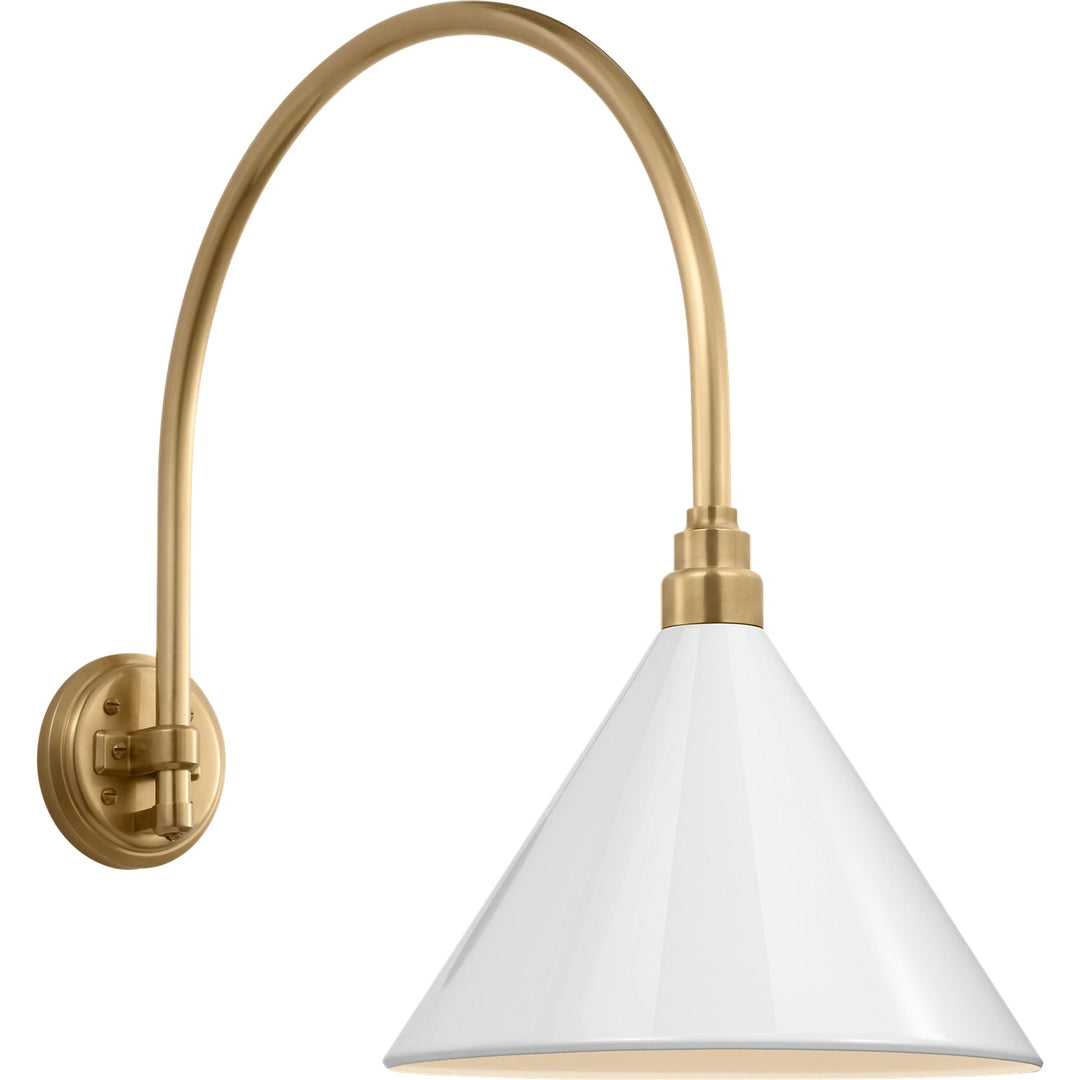 Visual Comfort Signature Academy Outdoor Arched Mack Savannah Conical Wall Light in Hand-Rubbed Antique Brass / White (view 2)