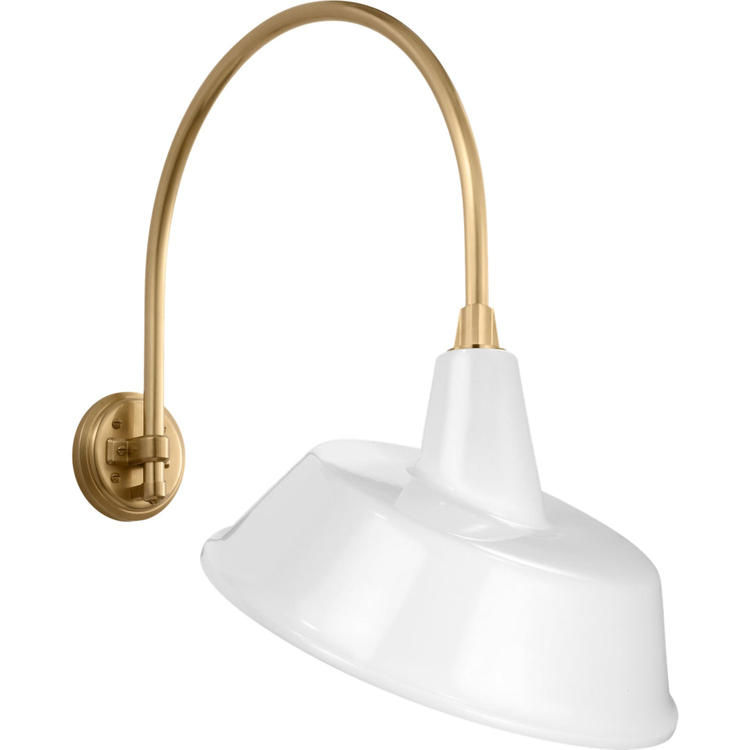Visual Comfort Signature Academy Outdoor Arched Mack Tilted Bowers Shade Wall Light in Hand-Rubbed Antique Brass / White (view 2)