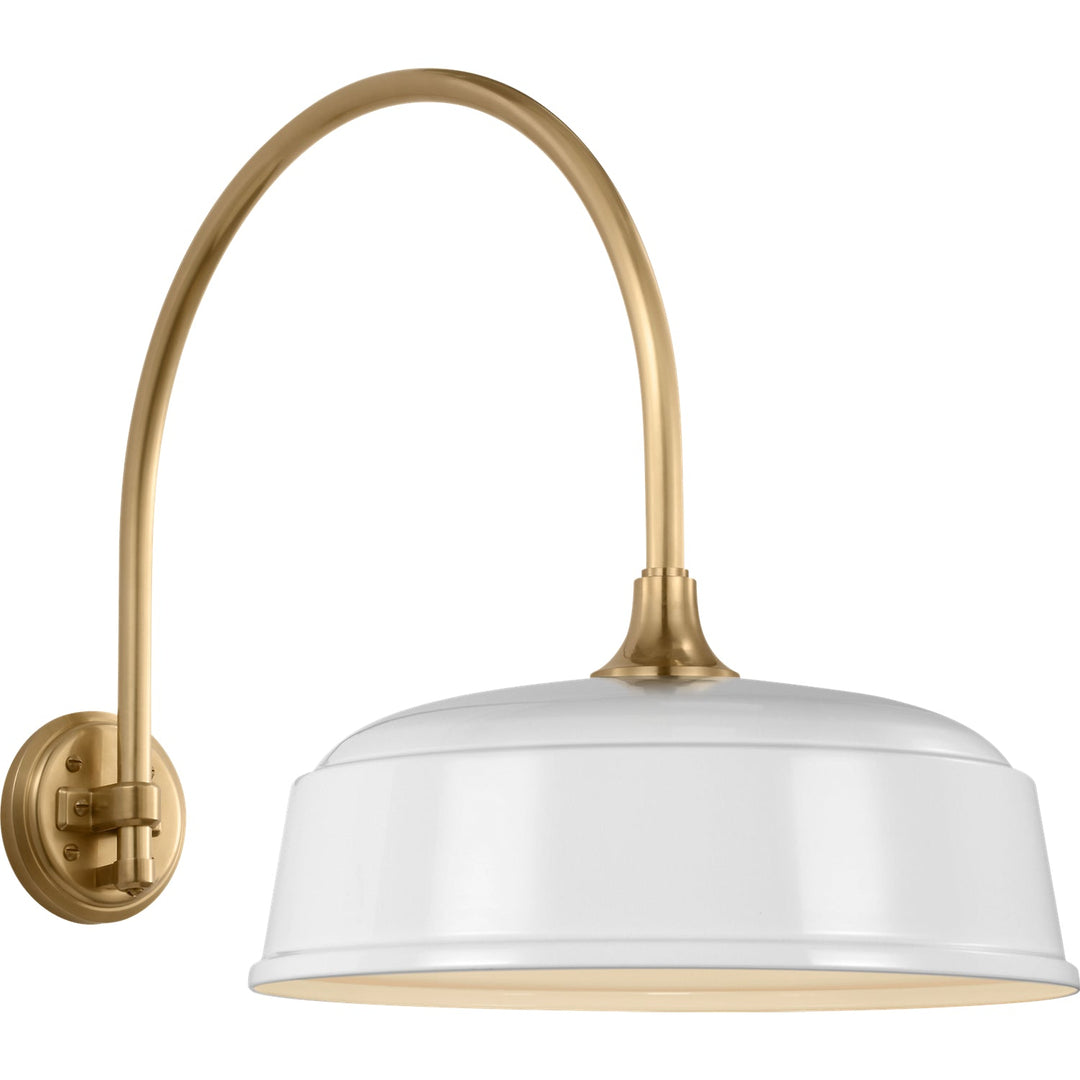 Visual Comfort Signature Academy Outdoor Arched Mack Rockhouse Shade Wall Light in Hand-Rubbed Antique Brass / White (view 2)