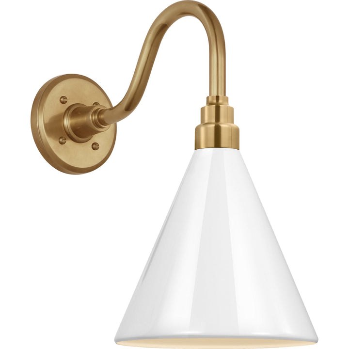 Visual Comfort Signature Academy Outdoor Flynn Barn Savannah Conical Wall Light in Hand-Rubbed Antique Brass