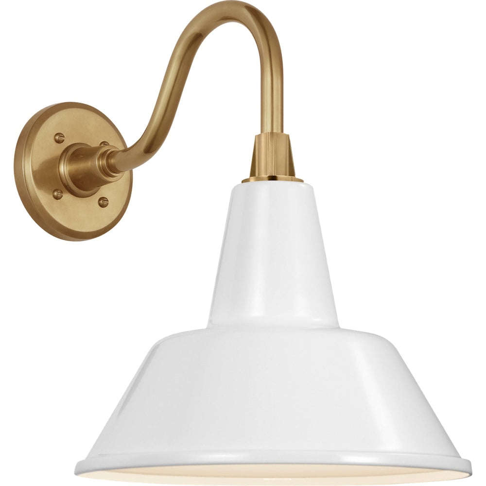Visual Comfort Signature Academy Outdoor Flynn Barn Bowers Shade Wall Light in Hand-Rubbed Antique Brass