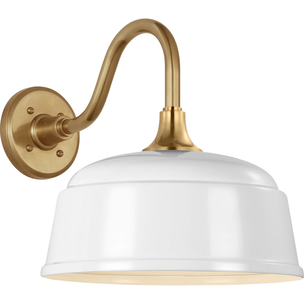 Visual Comfort Signature Academy Outdoor Flynn Barn Rockhouse Shade Wall Light in Hand-Rubbed Antique Brass