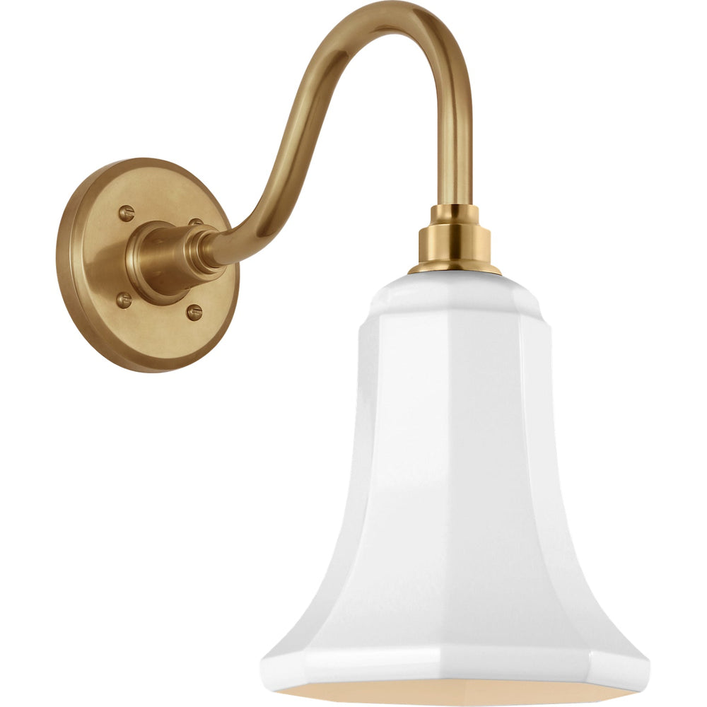 Visual Comfort Signature Academy Outdoor Flynn Barn Savannah Shade Wall Light in Hand-Rubbed Antique Brass