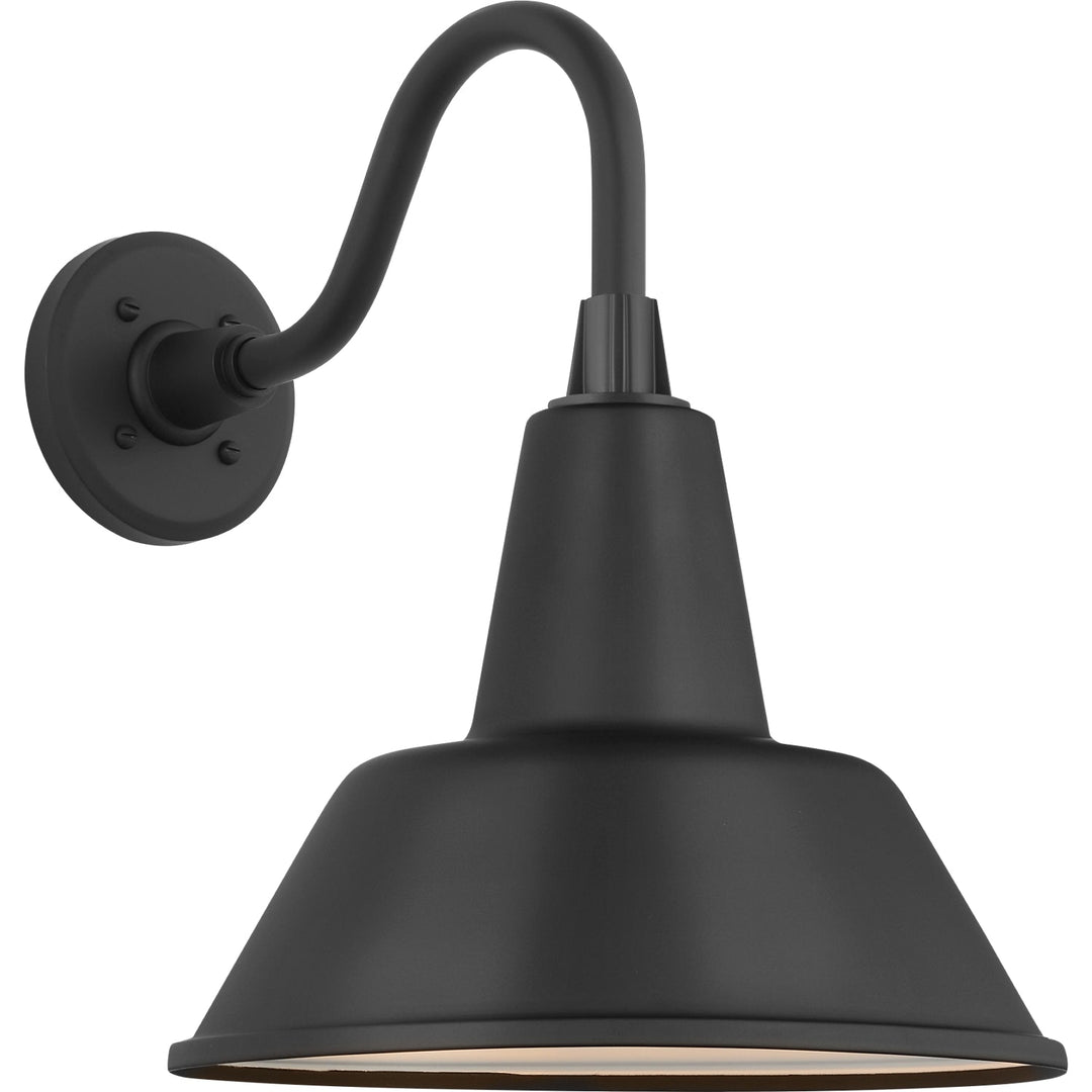 Visual Comfort Signature Academy Outdoor Flynn Barn Bowers Shade Wall Light in Matte Black