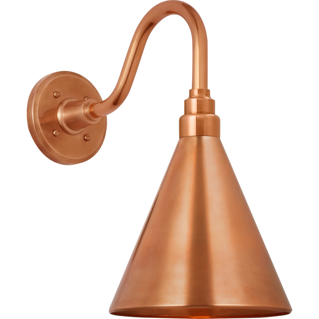 Visual Comfort Signature Academy Outdoor Flynn Barn Savannah Conical Wall Light in Soft Copper