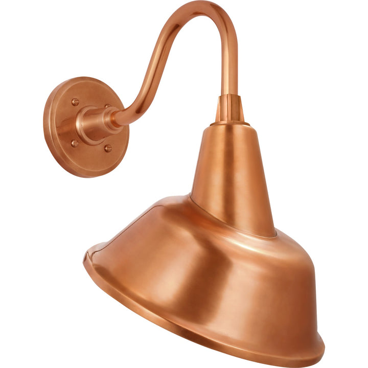 Visual Comfort Signature Academy Outdoor Flynn Barn Tilt Bowers Shade Wall Light in Soft Copper