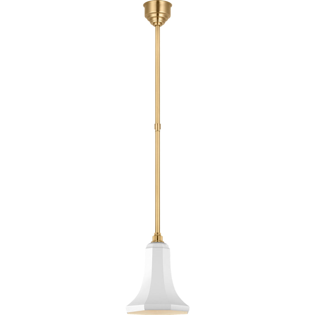 Visual Comfort Signature Academy Savannah Outdoor Pendant in Hand-Rubbed Antique Brass / White (view 2)