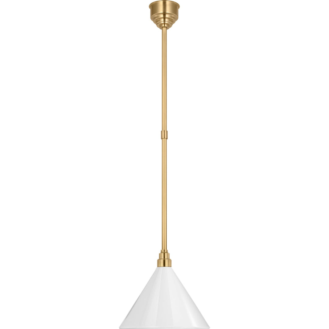 Visual Comfort Signature Academy Savannah Conical Outdoor Pendant in Hand-Rubbed Antique Brass / White (view 2)