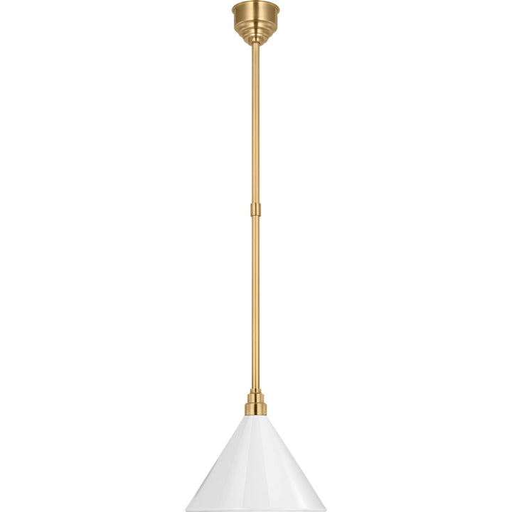 Visual Comfort Signature Academy Savannah Conical Outdoor Pendant in Hand-Rubbed Antique Brass / White (view 2)