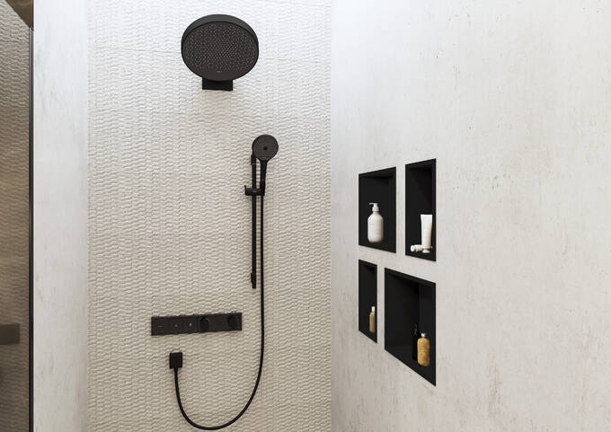Hansgrohe XtraStoris Individual Wall Niche Matte Black with Design Frame 12x 12x 4