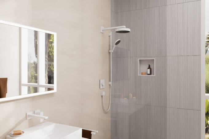 Hansgrohe XtraStoris Individual Wall Niche Matte White with Design Frame 12x 12x 4