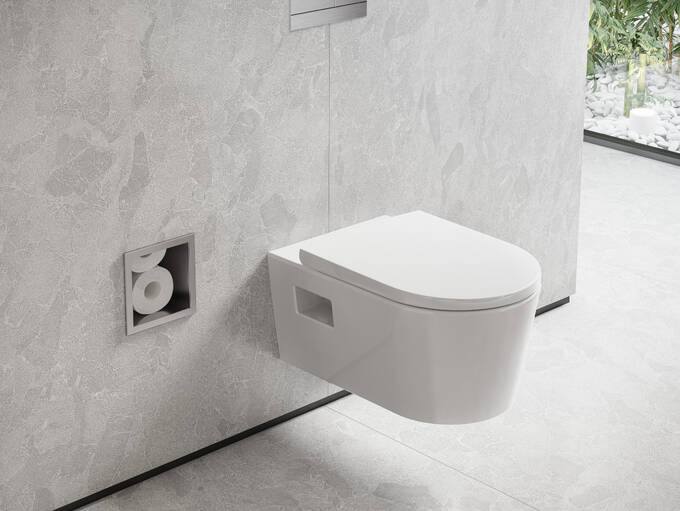 Hansgrohe XtraStoris Original Recessed Toilet Paper Holder with Storage  Tileable Door